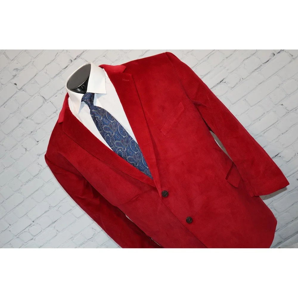 Saddlebred Sport Coat Men 56 Reg Red Corduroy 2Btn Single Vent Jacket Blazer